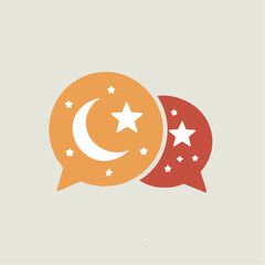 Abstract illustration of speech bubbles with moon and stars for communication concepts