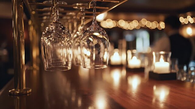Wine Bar Wine Glasses Warm Glow