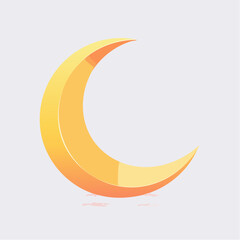 Stylized crescent moon illustration with gradient colors on white background