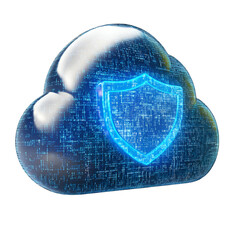 Secure Cloud: A digital cloud icon representing secure cloud computing and data protection, symbolizing the safeguarding of valuable digital information. 