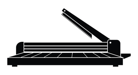 A striking black silhouette of a paper cutter showcasing its functional design silhouette