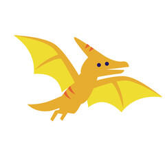 空を飛ぶ翼竜のかわいい恐竜キャラクターのシンプルなイラスト © ribitts