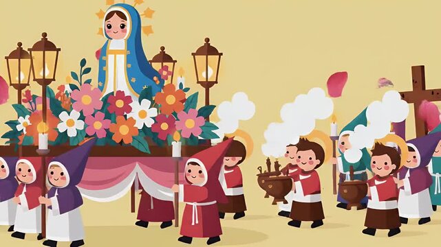 Holy Week Processions 2D Animation solemn
