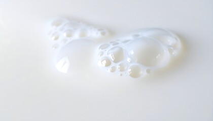A close-up view of white liquid with bubbles