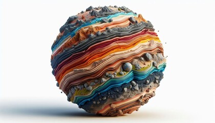 The Earth's core is shown with separated soil layers on a white background.