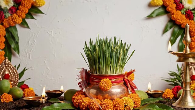 Ghatasthapana Background Copy Space Clean Minimalist