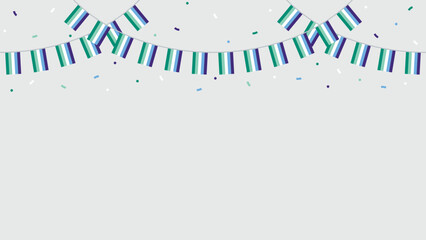 Green, white, blue and purple colored party bunting, as the colors of the gay man flag. LGBTQI concept. Flat design illustration.