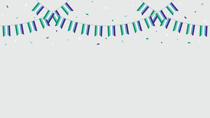 Green, white, blue and purple colored party bunting, as the colors of the gay man flag. LGBTQI concept. Flat design illustration.