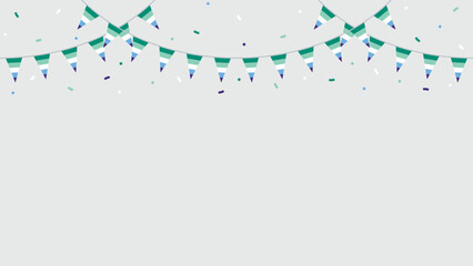 Green, white, blue and purple colored party bunting, as the colors of the gay man flag. LGBTQI concept. Flat design illustration.