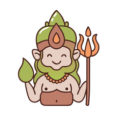Indian Gods Set, Agni, Ganesha, Indra Idols Cartoon Vector Illustration