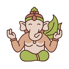 Indian Gods Set, Agni, Ganesha, Indra Idols Cartoon Vector Illustration