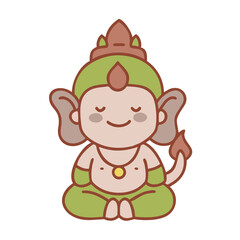 Indian Gods Set, Agni, Ganesha, Indra Idols Cartoon Vector Illustration