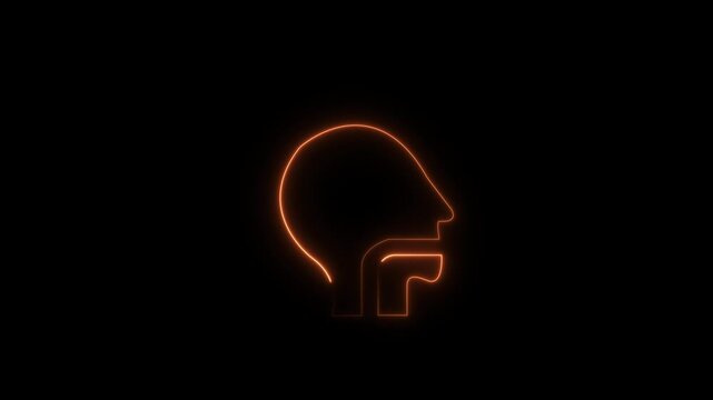 Abstract glowing neon Throat icon animation with dark background.Futuristic glowing neon Throat icon with smooth animated