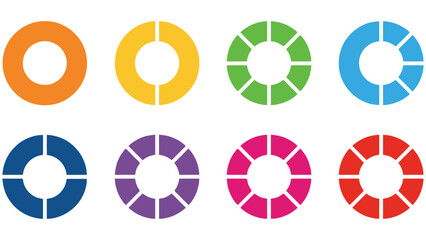 A colorful infographic featuring multiple pie charts on a white background