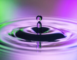 Water drop splash with vibrant lighting