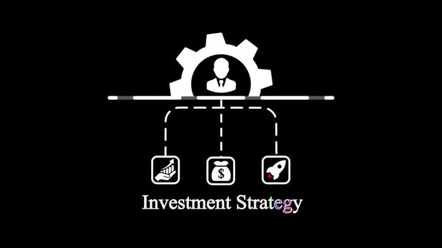 Investment Strategy Icon with Smart Capital Planning, Financial Growth and Business Decision System.