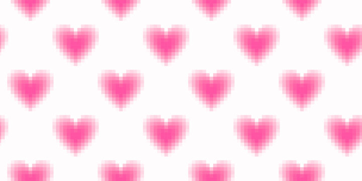 Seamless pattern with pixel hearts. Valentine's Day background, retro game graphic hearts