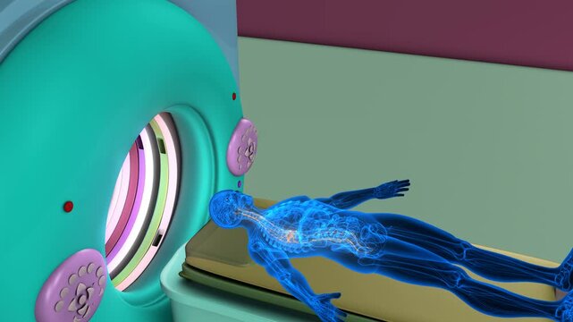 Male gallbladder anatomy with CT scan. 3d illustrations