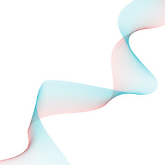 Fototapeta premium Abstract light blue and pink flowing ribbon wave moves dynamically across a clean white background perfect for modern tech visuals.