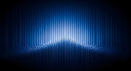 A dark blue background with a glowing light in the center and vertical lines radiating outward