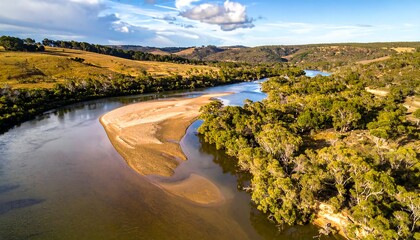 Obraz premium Aerial view of river landscape nature.