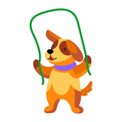 Fototapeta premium A flat style icon showing a dog jumping rope 