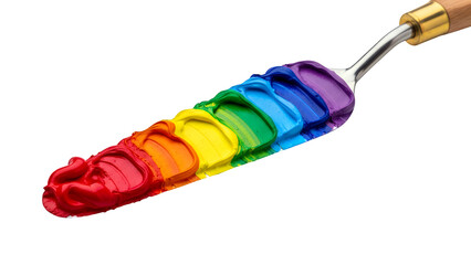 Rainbow paintbrush with colorful paint isolated on Transparent Background