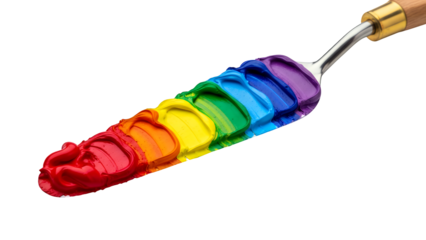 Rainbow paintbrush with colorful paint isolated on Transparent Background