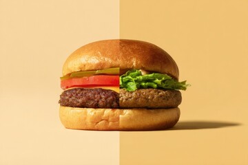 Juicy burger with vibrant toppings showcases modern food trends