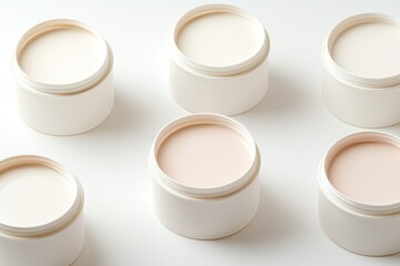 Minimalist arrangement of paint cans showcasing soft, neutral co