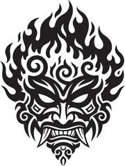 Fototapeta premium Tribal Fire Tattoo Icon Vector Set