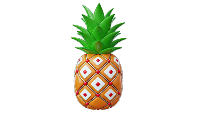 Stylized 3D Pineapple with Rhombus Pattern - Powered by Adobe