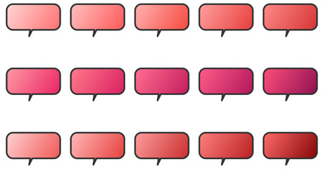 Obraz premium Vector Graphic Speech Bubble Icon Set in Gradient Red and Pink Tones for Digital Design and Communication Apps