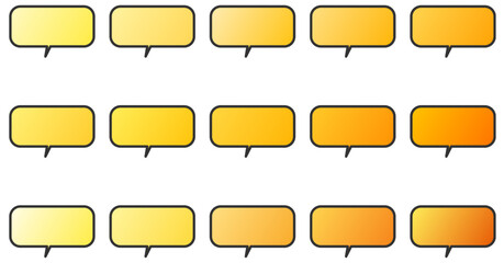 Vector Graphic Speech Bubble Icons Set in Gradient Yellow to Orange Color for Chat Application Design Elements