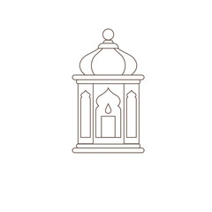 Minimalist line art illustration of a traditional Ramadan lantern (Fanous) for Islamic holidays.