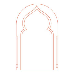 Minimalist Islamic Line Art Arch Frame with Crescent Moon and Stars