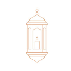 Minimalist line art illustration of a traditional Ramadan lantern (Fanous) for Islamic holidays.