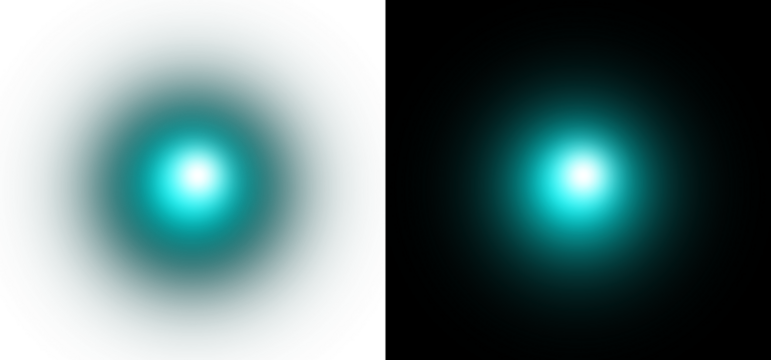 Cyan glowing light effect with radial gradient transparency and bright flare center isolated on transparent background for digital design - Powered by Adobe