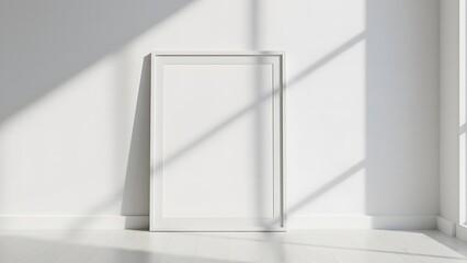Minimal Blank Frame Mockup in Modern Interior with Natural Light and Shadows