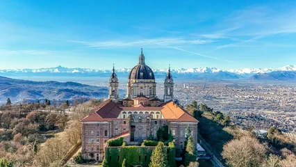 Fotobehang Alpen Basilica di Superga in Piemonte, Italy - offering one of the best views to the swiss-italian alps  © Gina Mako