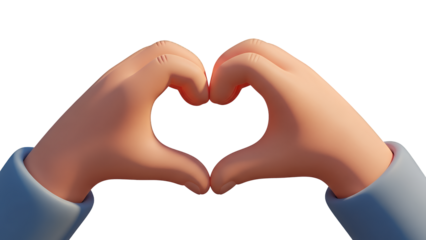 Hands forming heart shape isolated on Transparent Background