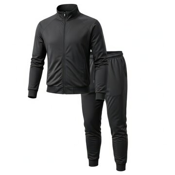 Stylish black tracksuit for men with full zip jacket and jogger pants