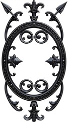 Ornate black metallic oval framework