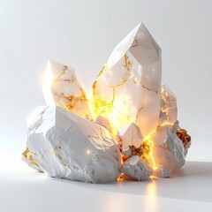 White crystals with golden fissures