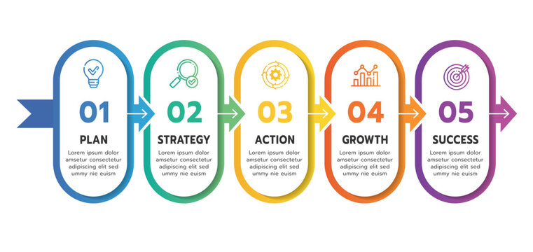 Infographic template for business. 5 Steps Modern Timeline diagram with rectangle and arrows, presentation vector infographic timeline.