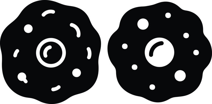 Simple black amoeba cell illustration with pseudopodia for educational biology needs