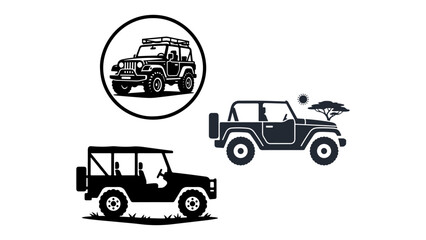 three different trucks icons for bad or scary road trip vector illustration on white background