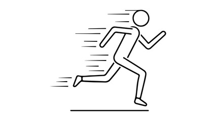 sprinting stick man line art vector illustration 