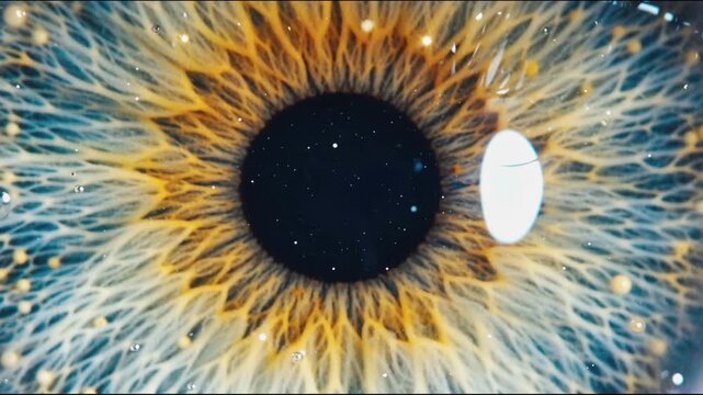 Vivid Human Eye Iris Macro with Golden Flecks