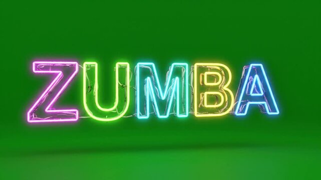 Neon Zumba Sign on Green Background